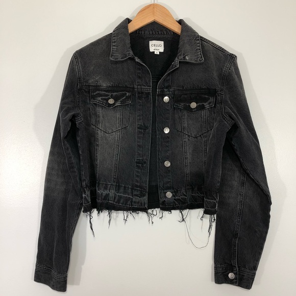 black raw hem denim jacket